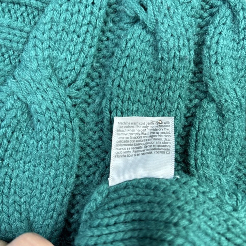 St. Johns Bay Cable Knit Sweater Womens Sz L Green Button up Cardigan Preppy Mom - Picture 11 of 11